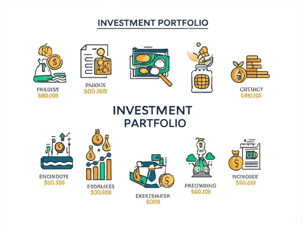 A hand-drawn chart depicting a diversified investment portfolio