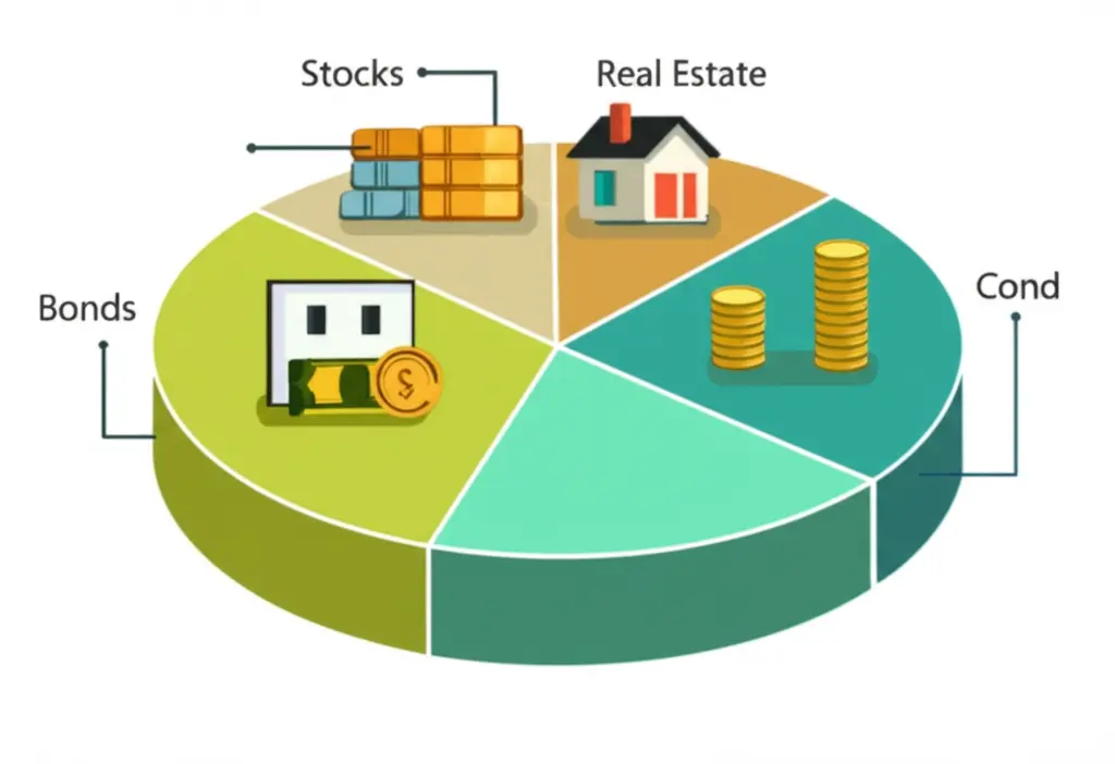 Balanced investment portfolio pie chart