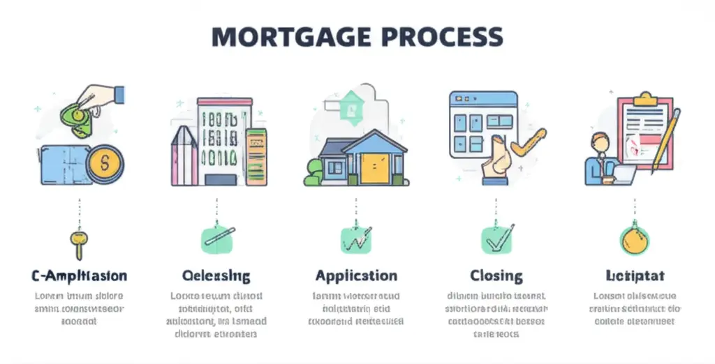 Infographic showing mortgage steps from application to closing
