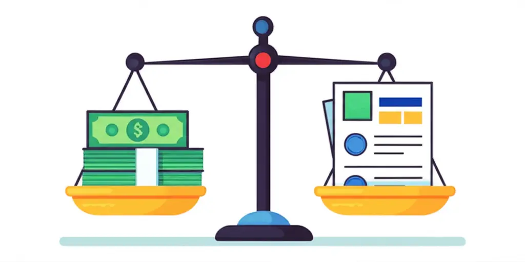 A scale weighing money against student loan agreements