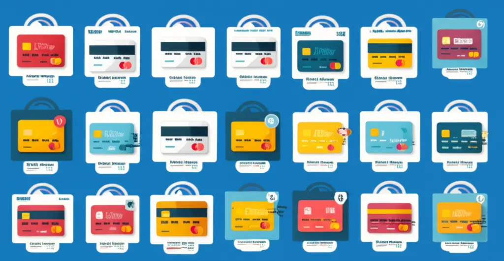 Digital screen displaying credit card icons