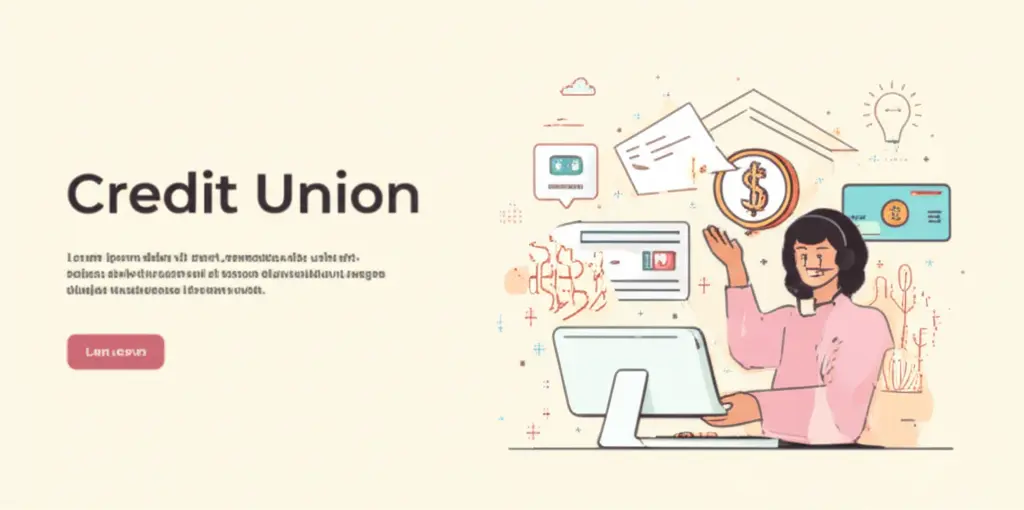 A minimalist illustration of a friendly credit union customer service interaction.