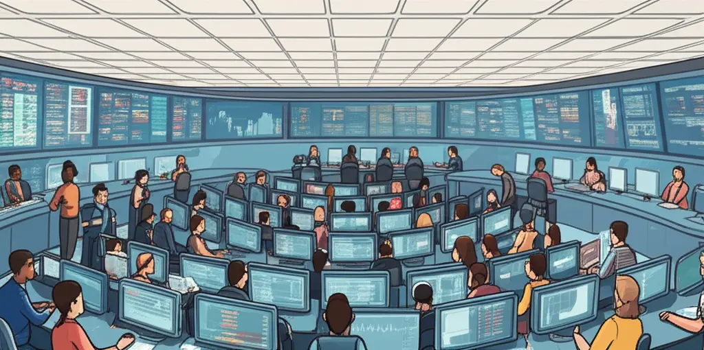 Bustling stock trading floor