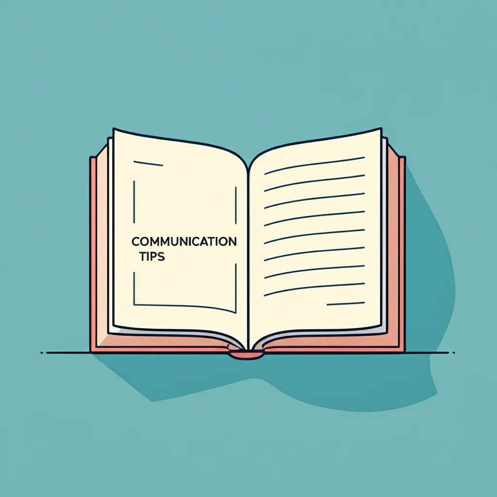 An open book with communication tips.