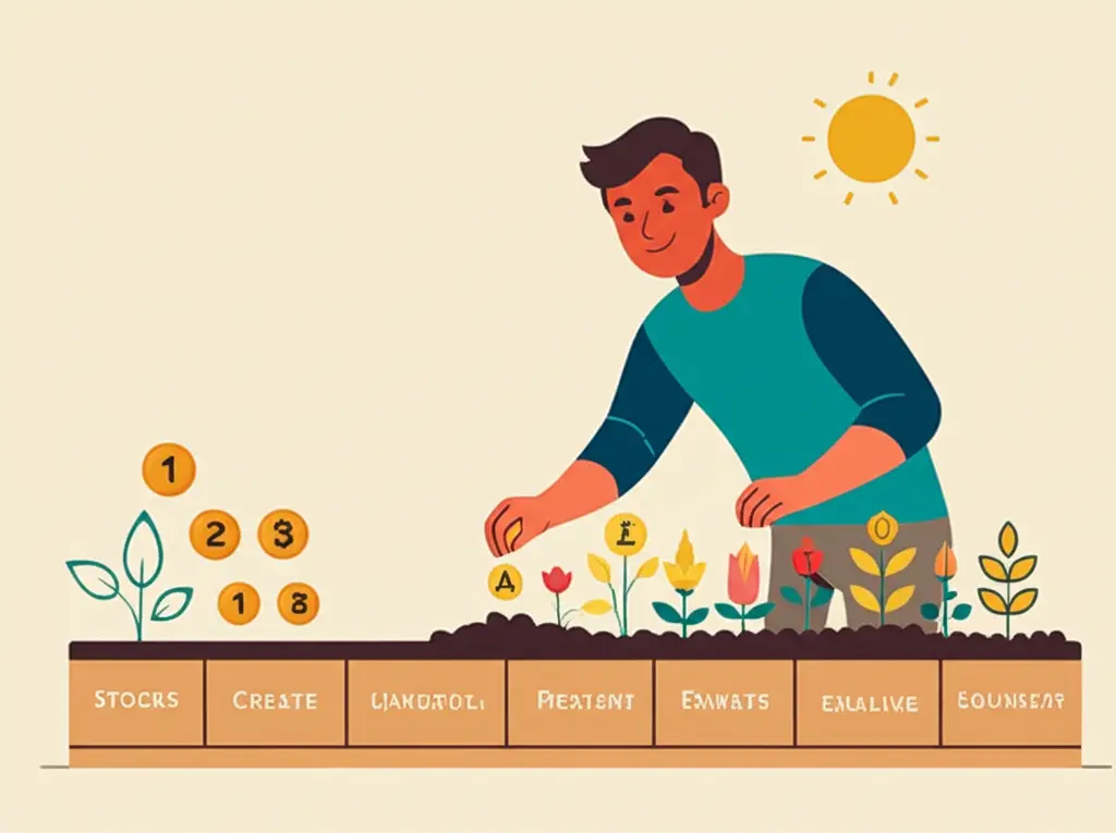 Someone planting an investment garden, symbolizing long-term strategy.