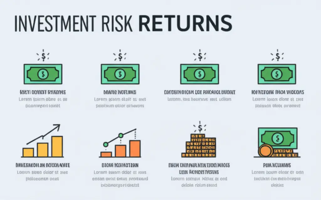 Infographic comparing returns and risks of investments