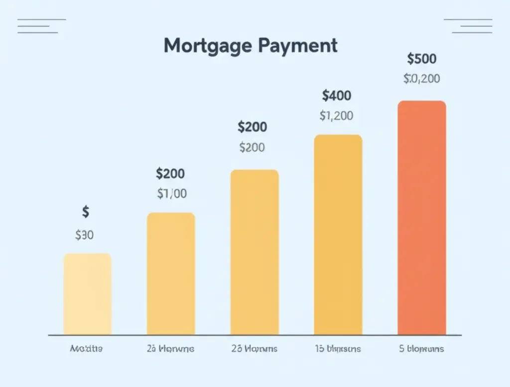 Graph of mortgage payment scenarios in a cartoon style