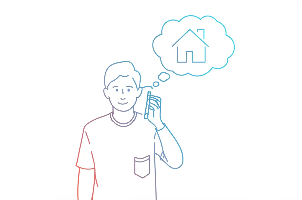 Person on phone considering buying a house