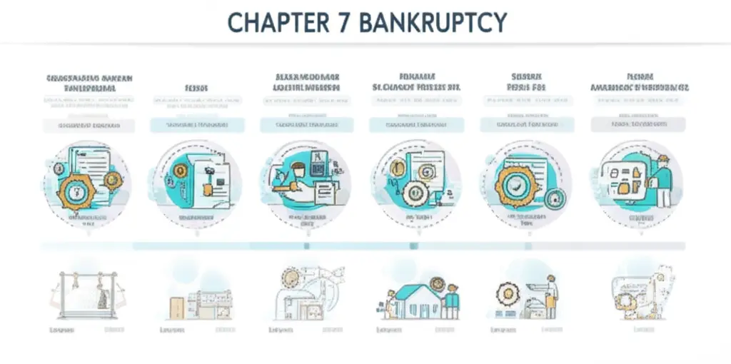 A flowchart illustrating the steps to file for Chapter 7 bankruptcy