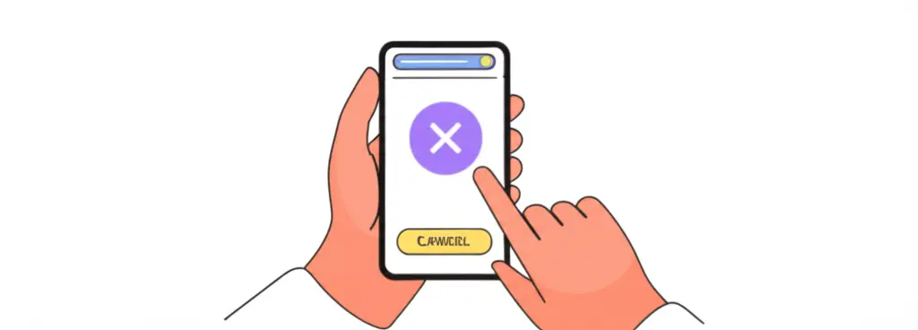 Illustration of a person using their smartphone to cancel a subscription