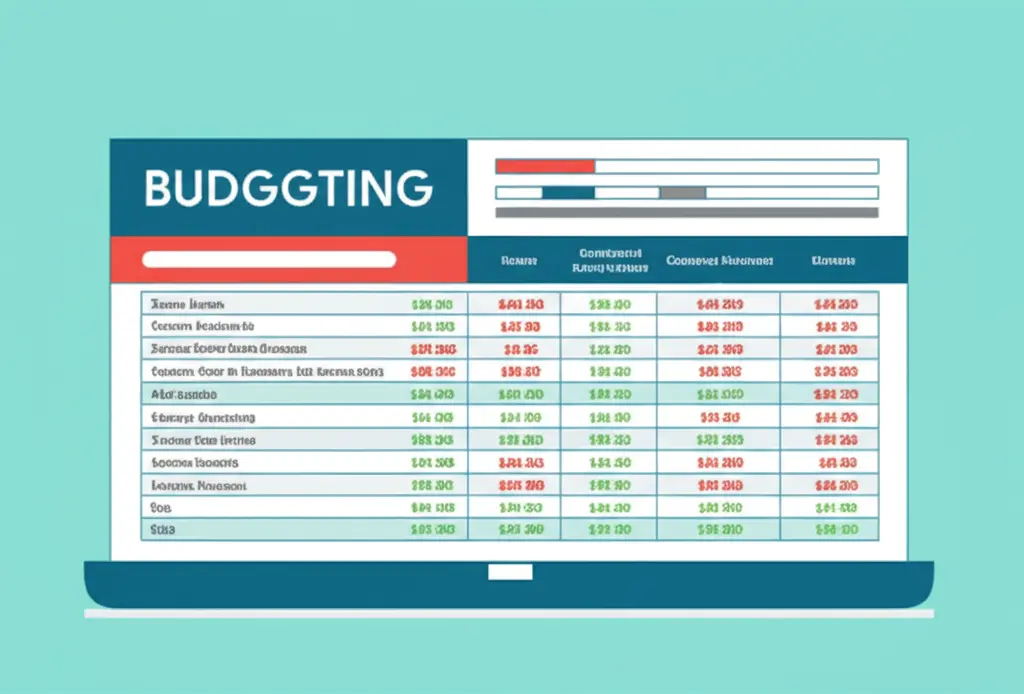 A detailed illustration of a budgeting spreadsheet for a new home