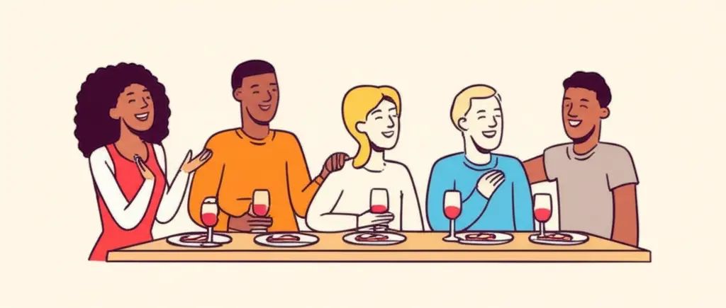 Group of friends enjoying a meal together.