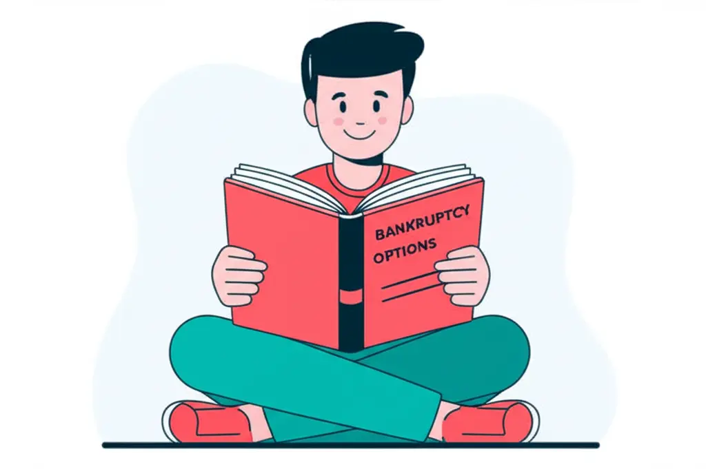 Person reading about bankruptcy options