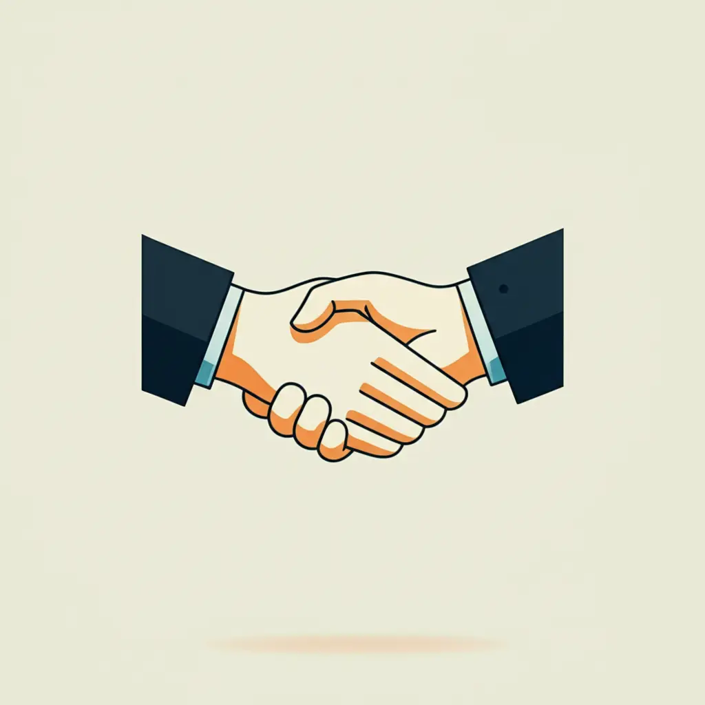 Minimalist drawing of a handshake symbolizing a co-signing agreement on an apartment lease.