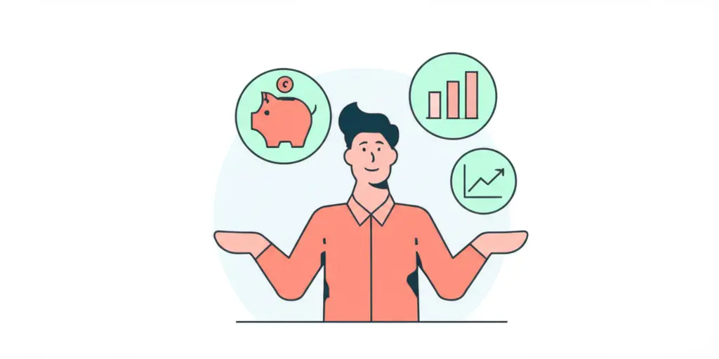 Person juggling financial tasks