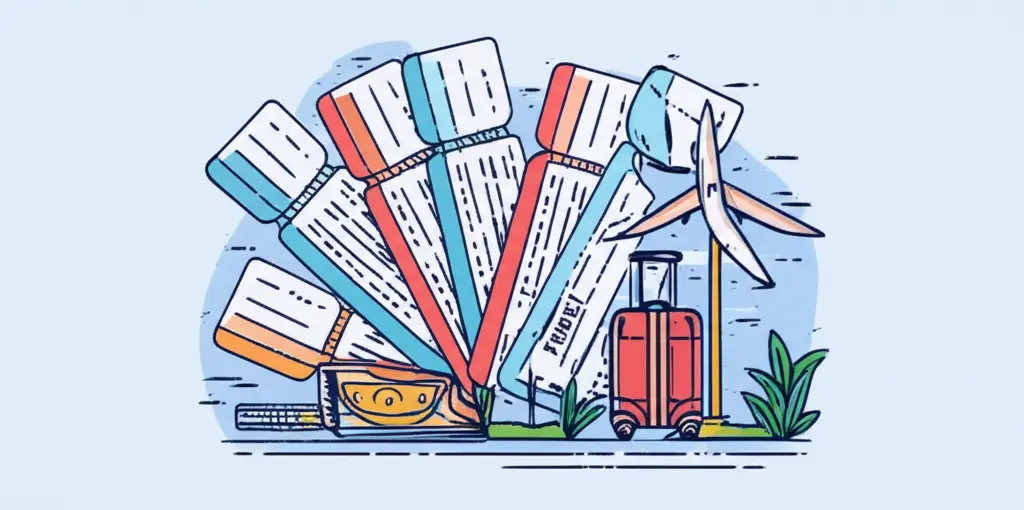 Traveler with flight tickets and hotel vouchers.