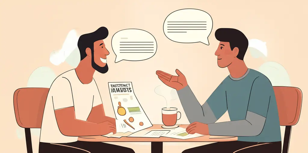 A friendly conversation about pensions over coffee.