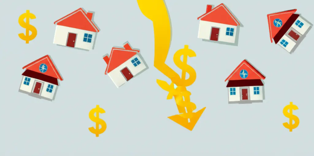 Housing market crash illustration during 2008 financial crisis