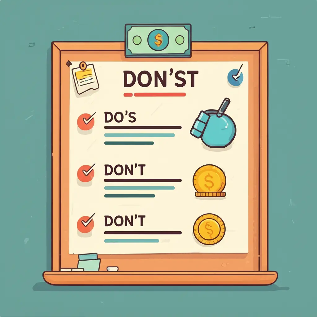 A list of financial do's and don'ts on a bulletin board