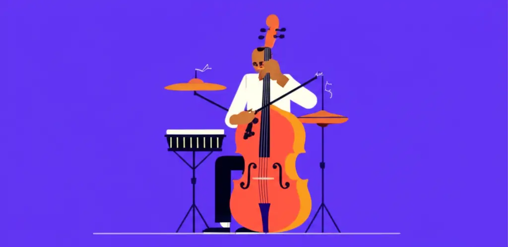 Illustration of a musician with custom-made instruments.