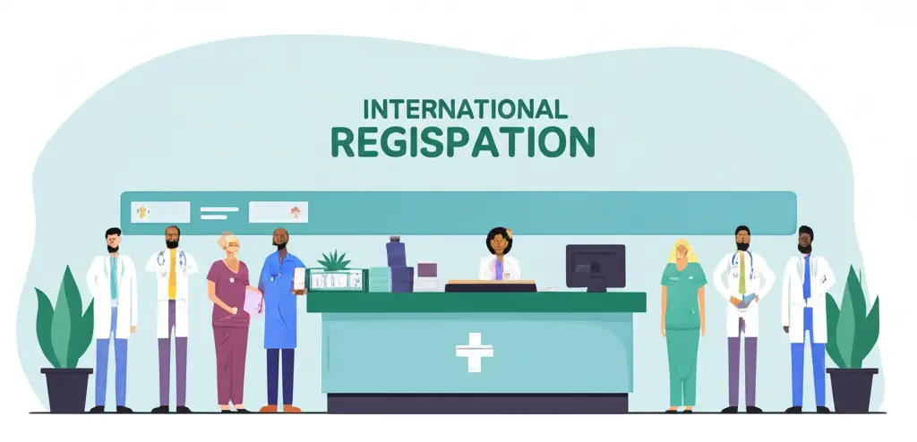 Scene in an international hospital