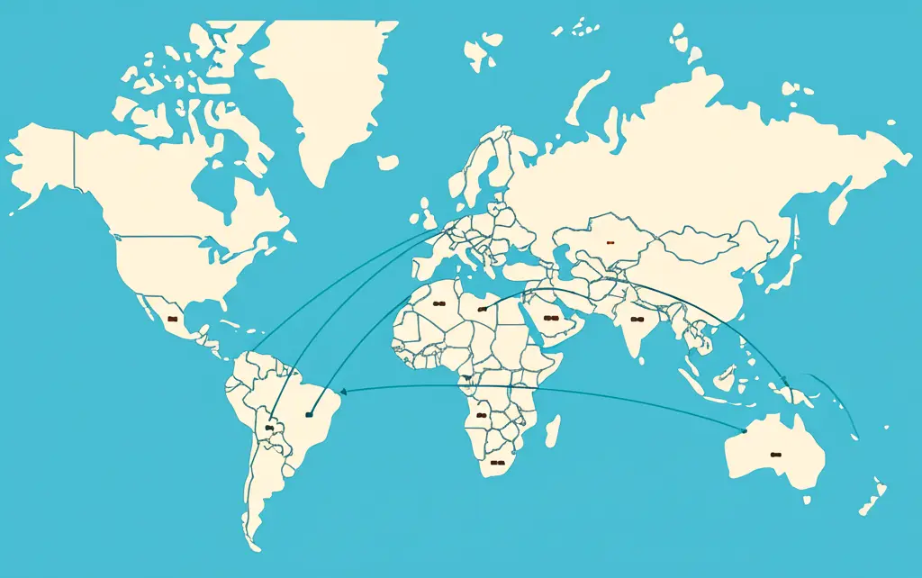 Map showing import-export paths