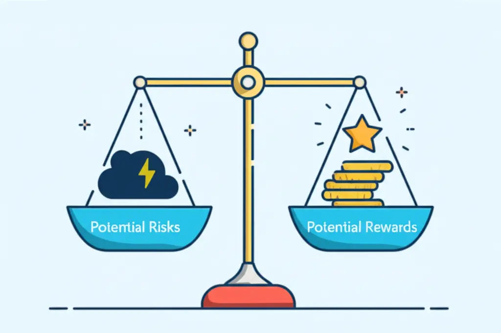 Scale weighing risks and rewards of financial products