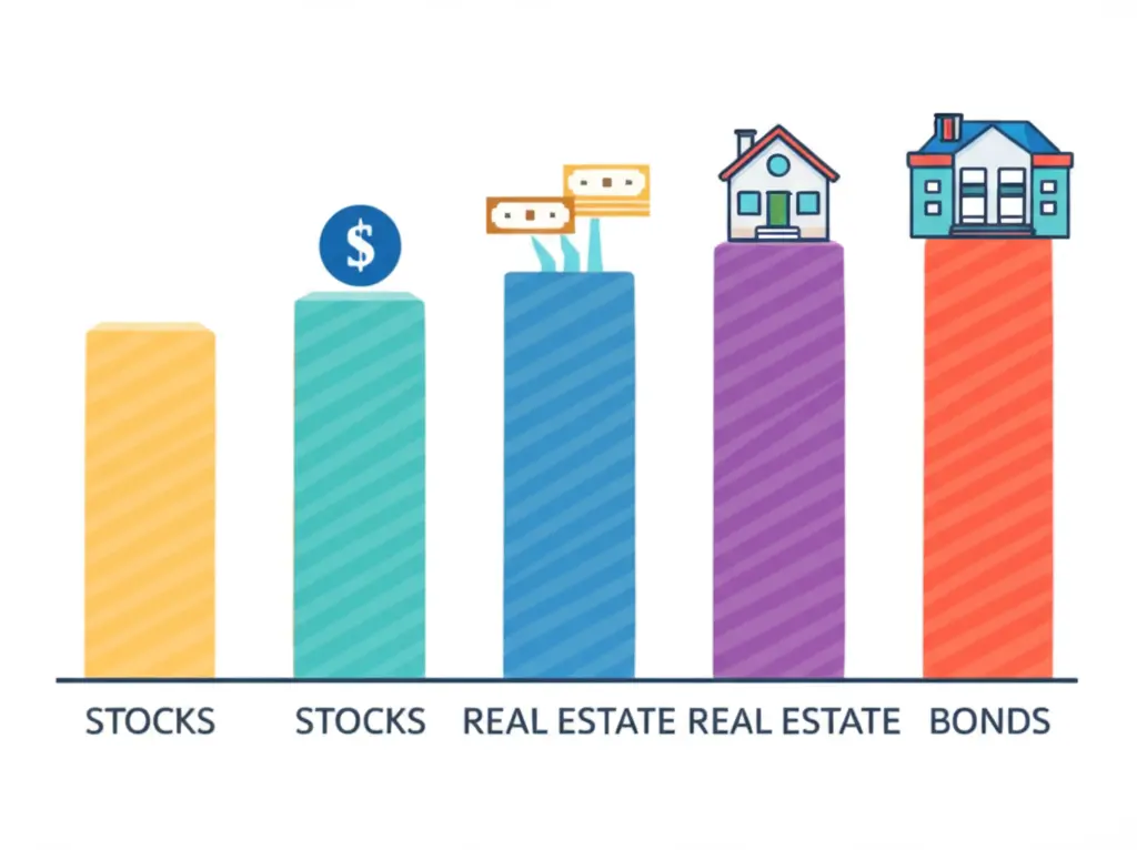 Illustration of a bar chart showing diversified investments
