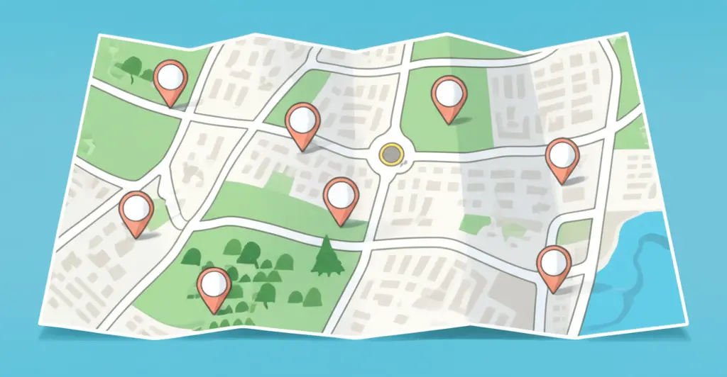 Map with investment properties marked with location pins