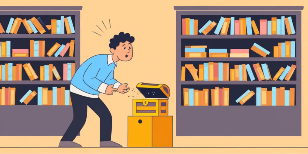 Someone discovering an unexpected treasure in a bookstore