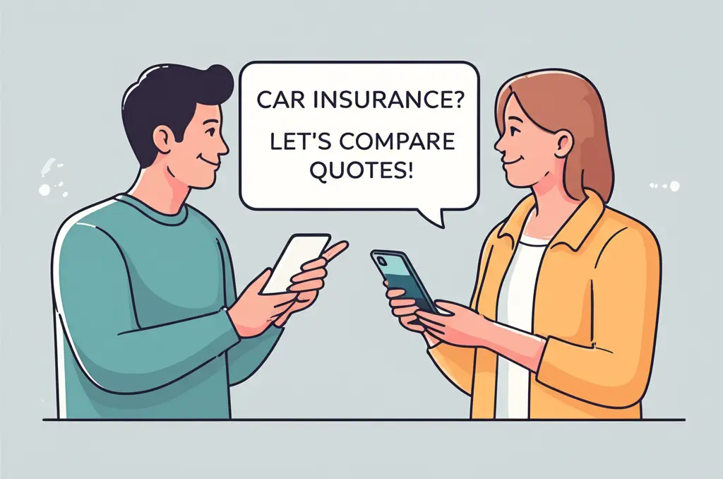 Friends discussing car insurance on phones