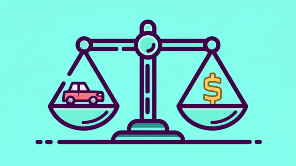 Scale balancing a car and a dollar sign