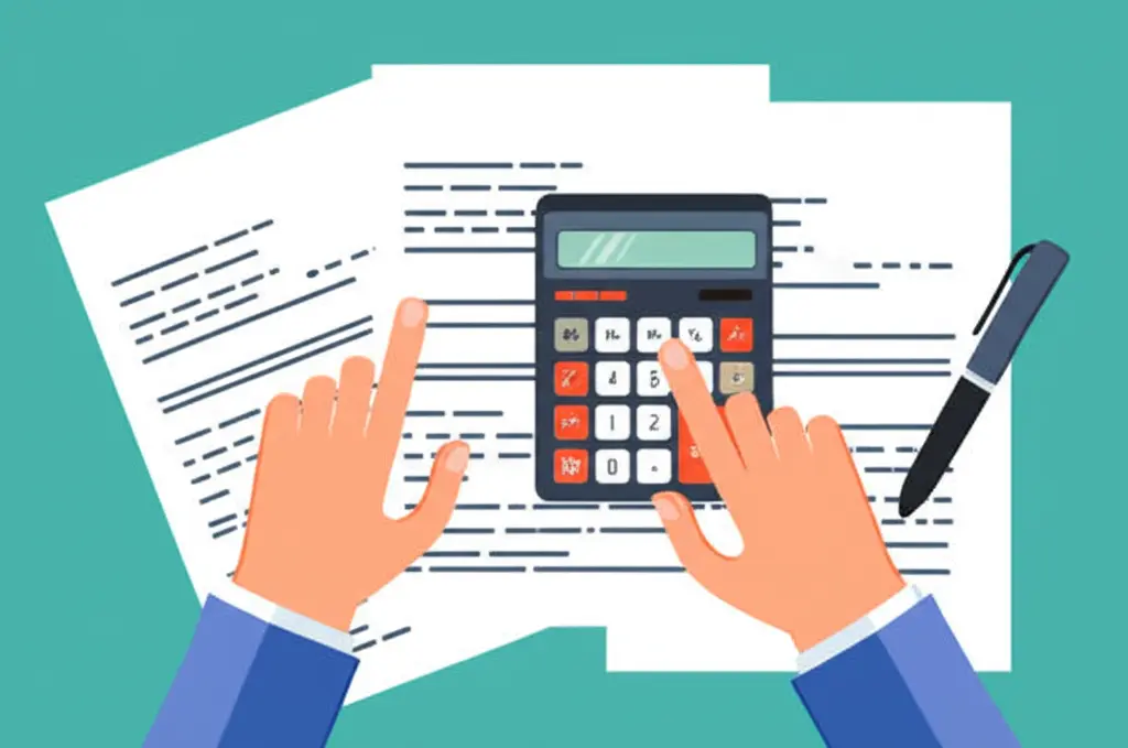 Person calculating expenses for owning a car
