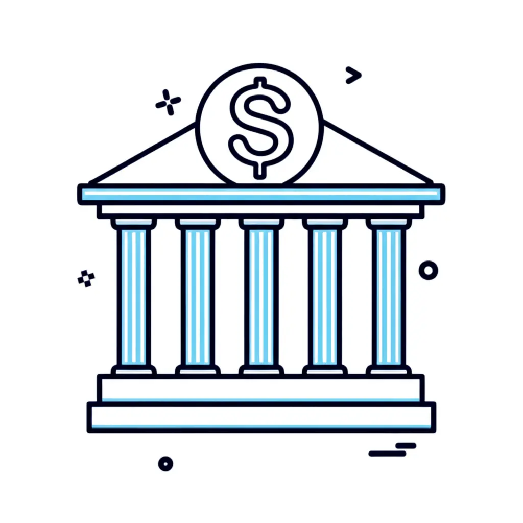 Illustration of a bank representing mortgage options