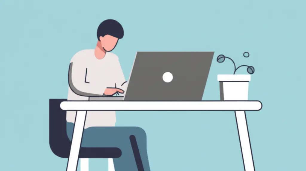 Person using a laptop at a tidy desk with minimal distractions