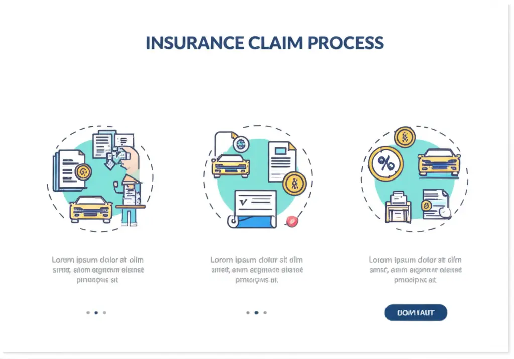 A step-by-step infographic about the process of filing an insurance claim after an accident.
