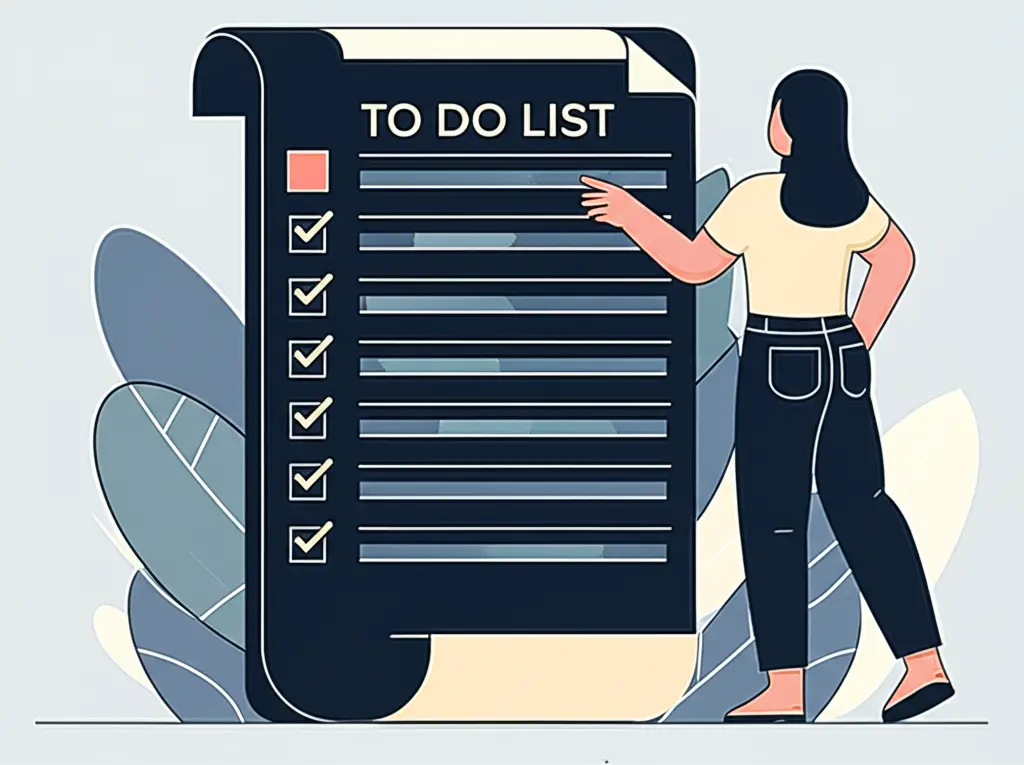 Person checking off items on a to-do list