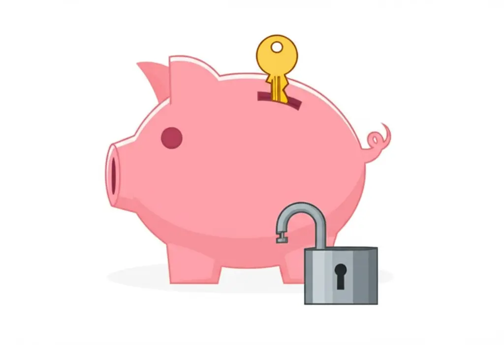 Piggy bank with keys and a lock