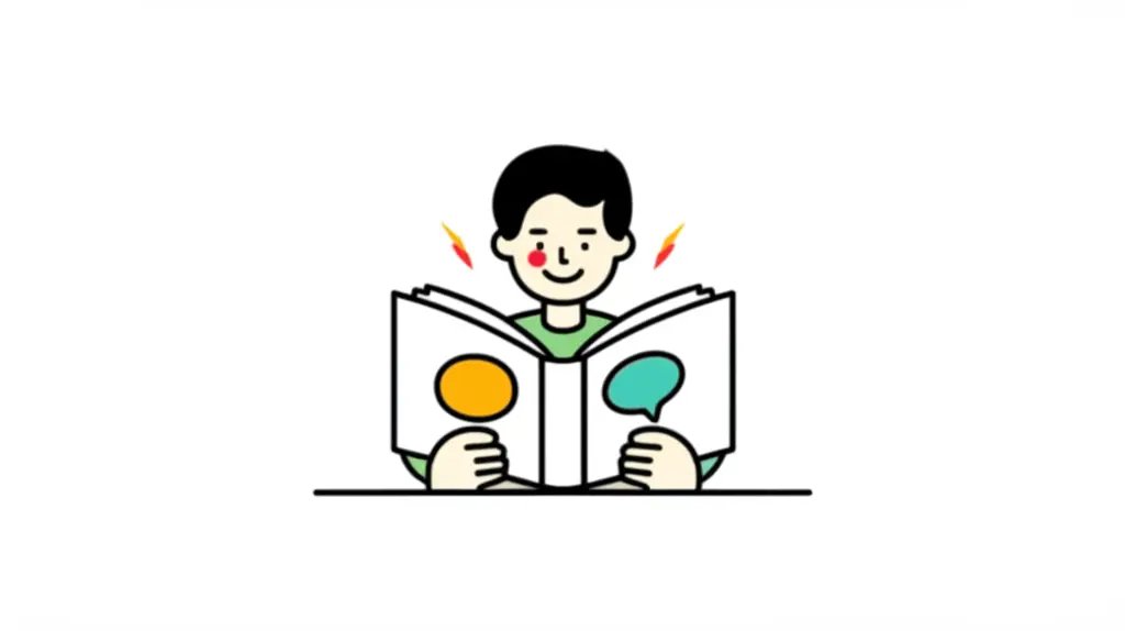 A person surprised while reading a book