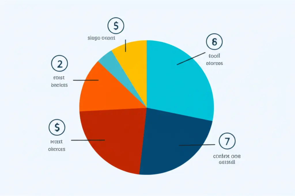 Cartoon pie chart illustrating budget categories