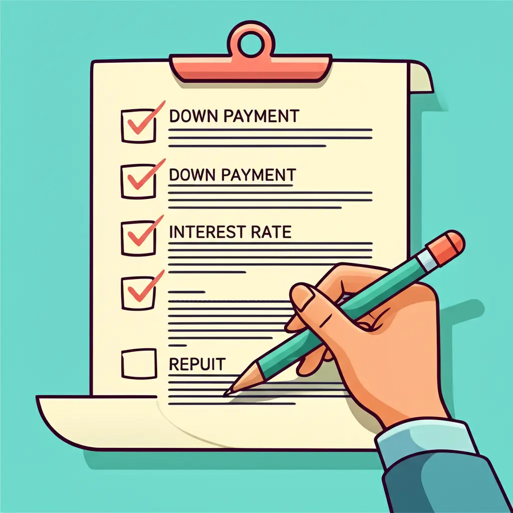 Checklist with Down Payment and Interest Rate