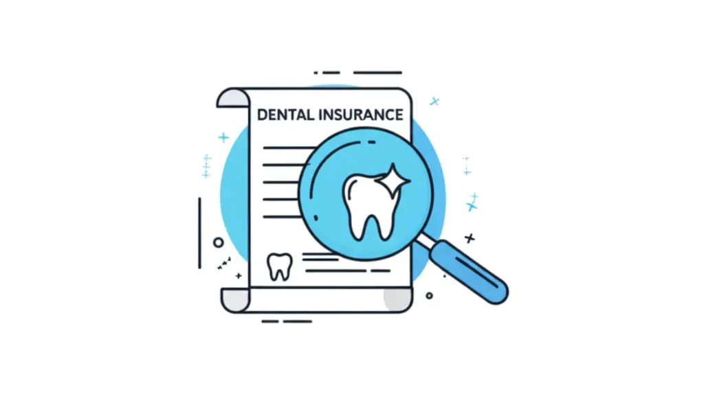 Magnifying glass on dental insurance policy