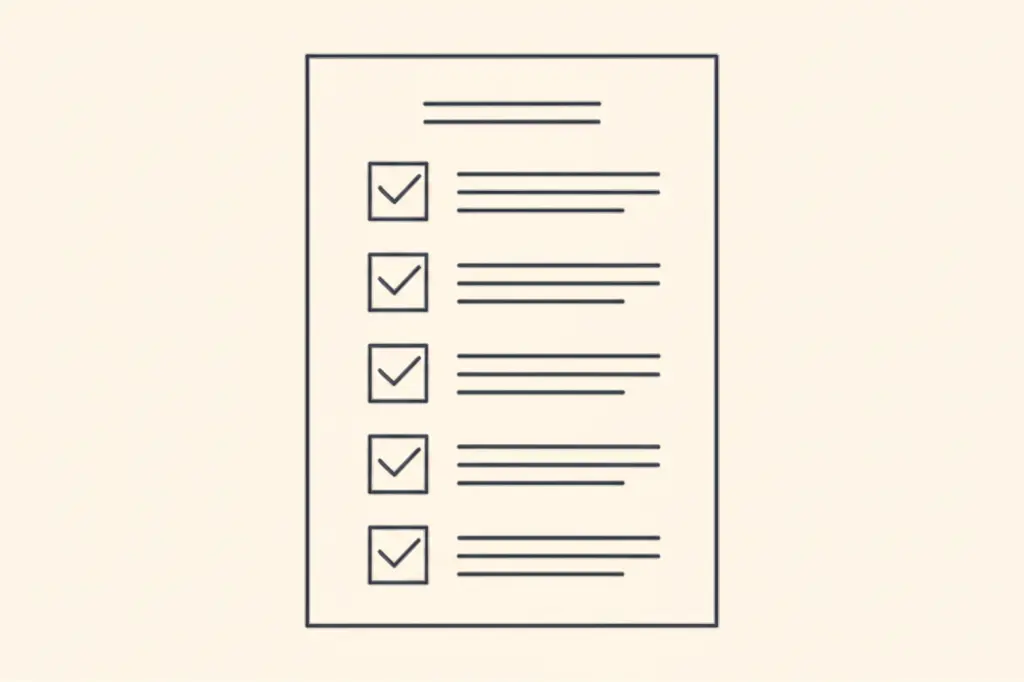 Checklist symbolizing a step-by-step process.