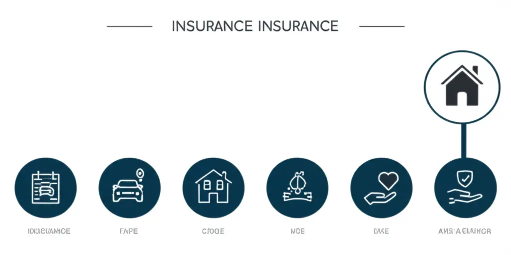 Simple chart showing different types of insurance with icons for auto, home, and life.