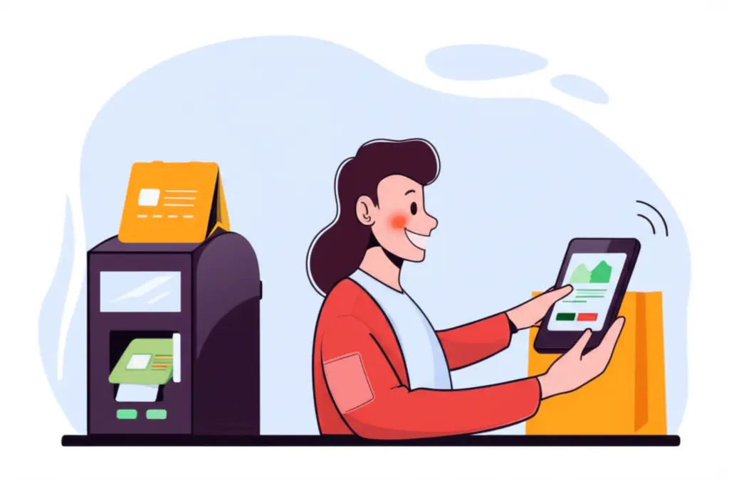 Person using a smartphone for a contactless payment
