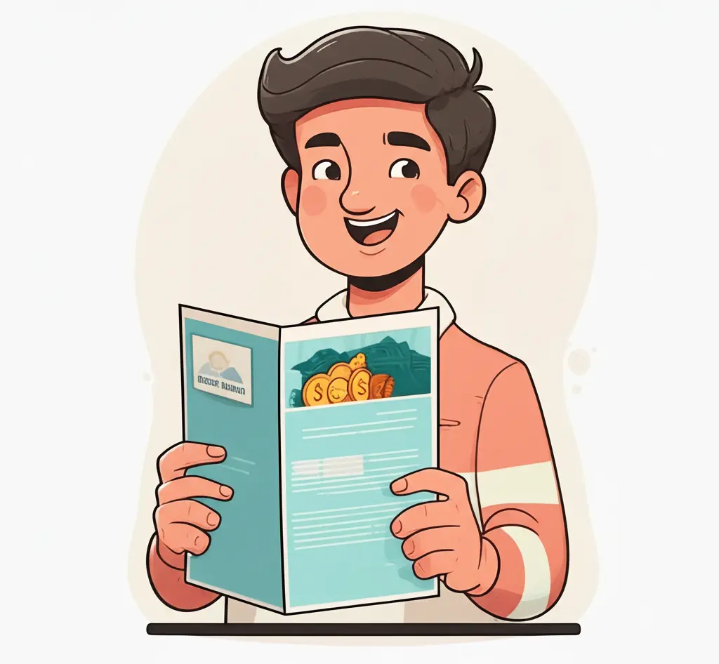 Person examining a savings account brochure