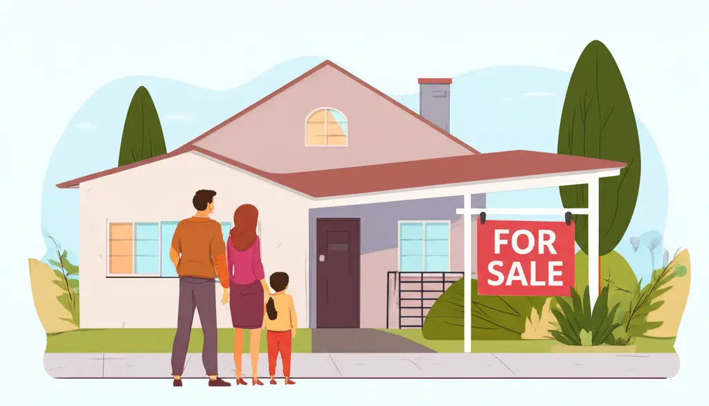 Family looking at a home for sale