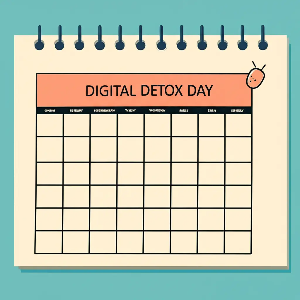 A hand-drawn calendar with a section marked for 'Digital Detox Day'.
