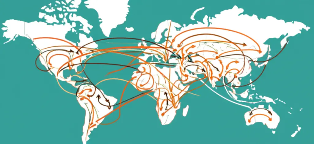 International trade routes showing tariff spread