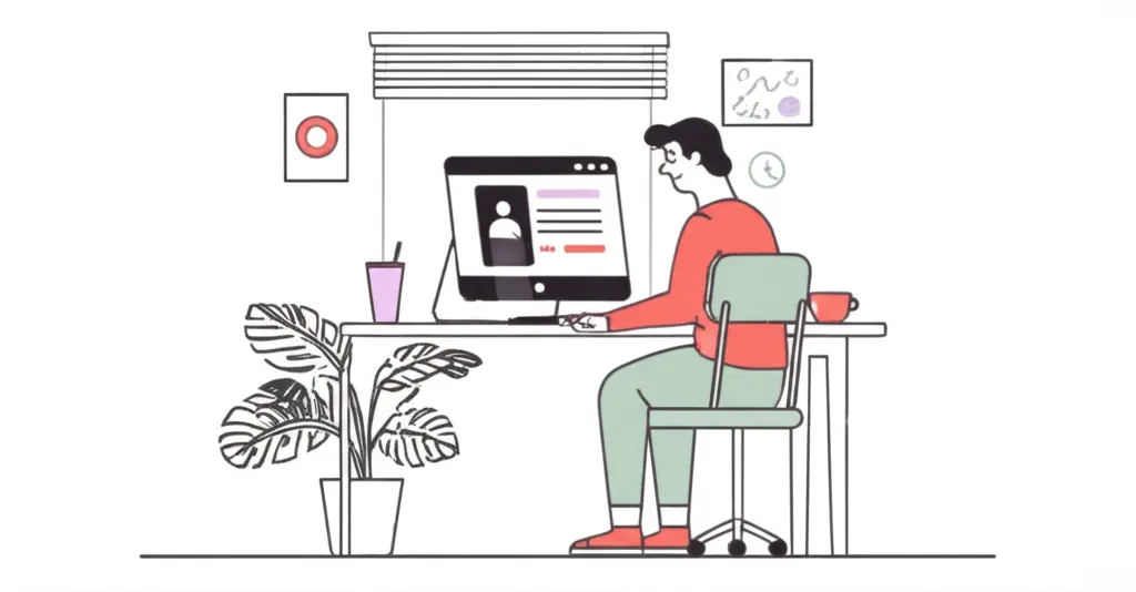 Person happily working in a home office